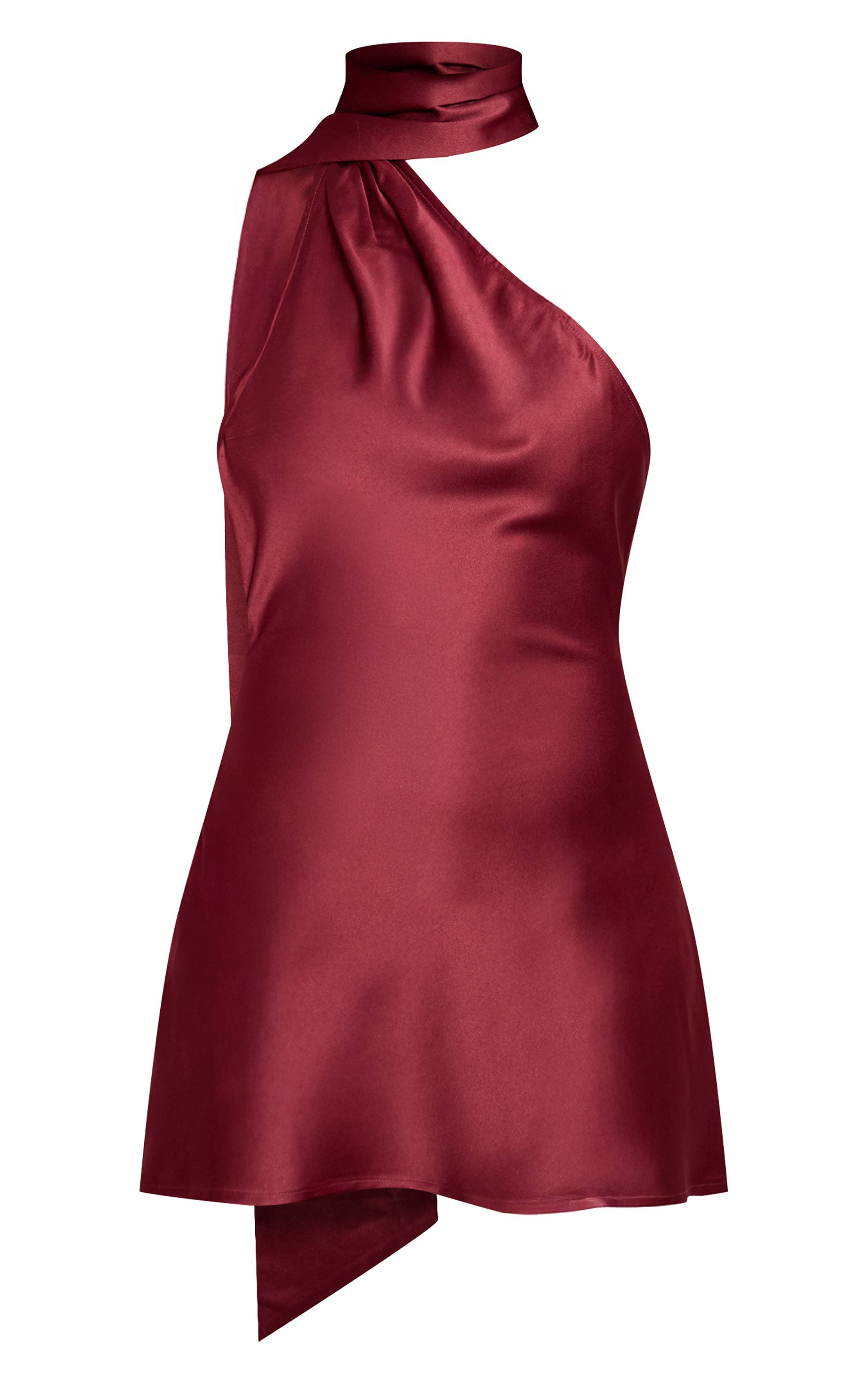 Prune Robe Moulante À Détail Foulard En Satin Imprimé Fleuri