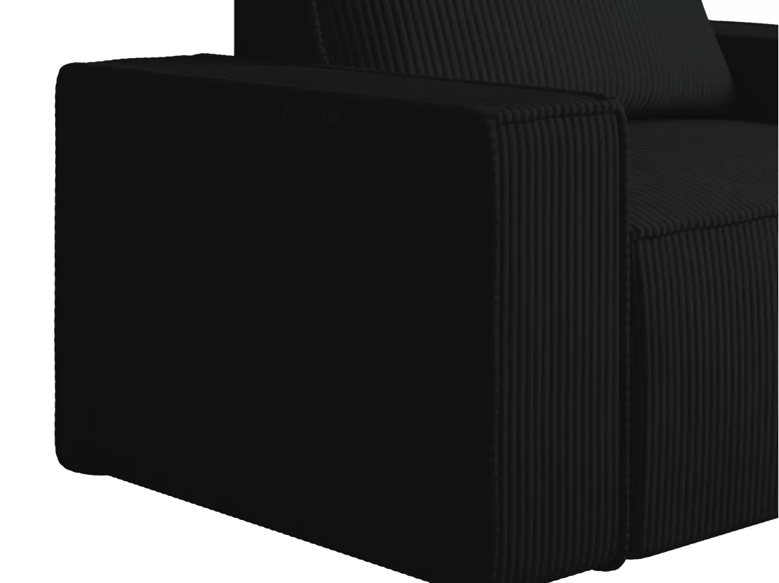 Fauteuil en velours côtelé noir AMELIA
