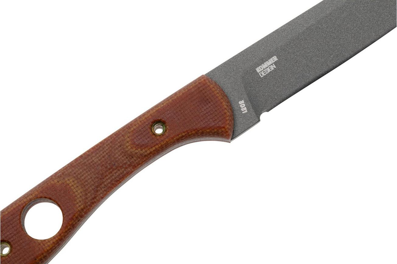 CRKT Kasilof 3031 Cerakote 1095, Brown Micarta, vaststaand mes, Russ Kommer design