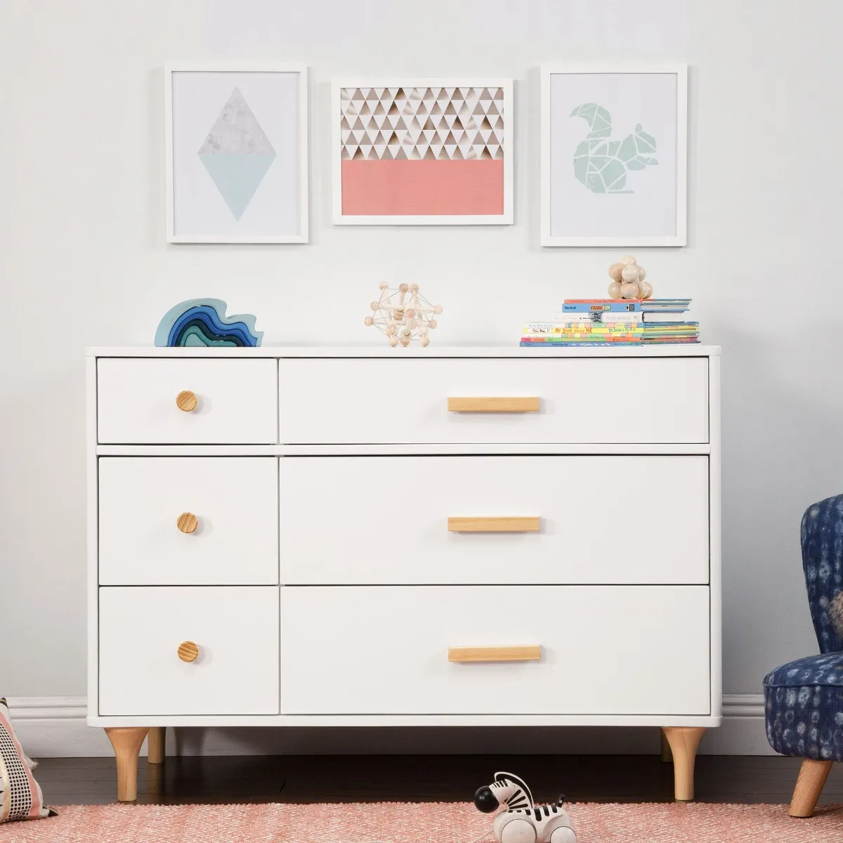 Babyletto Bureau Double 6 Tiroirs Lolly - Blanc  Naturel