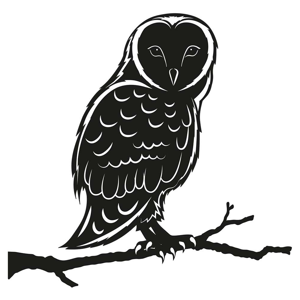 Silhouette sur pique en acier noir hibou