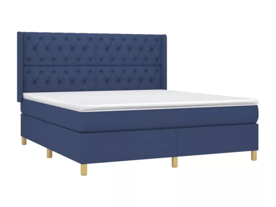 Sommier tapissier avec matelas et LED Bleu 160x200 cm Tissu