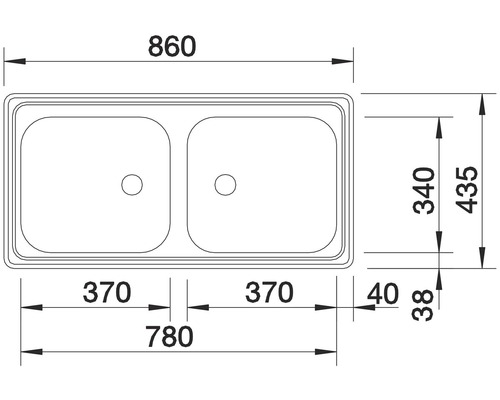 Blanco TOP EZ 8 X 4 spoelbak, 860 x 435 mm, roestvrij staal, natuurlijke afwerking, 500372
