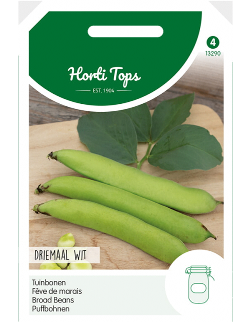 Hortitops Tuinbonen Driemaal Wit - Groentezaden - 100 g