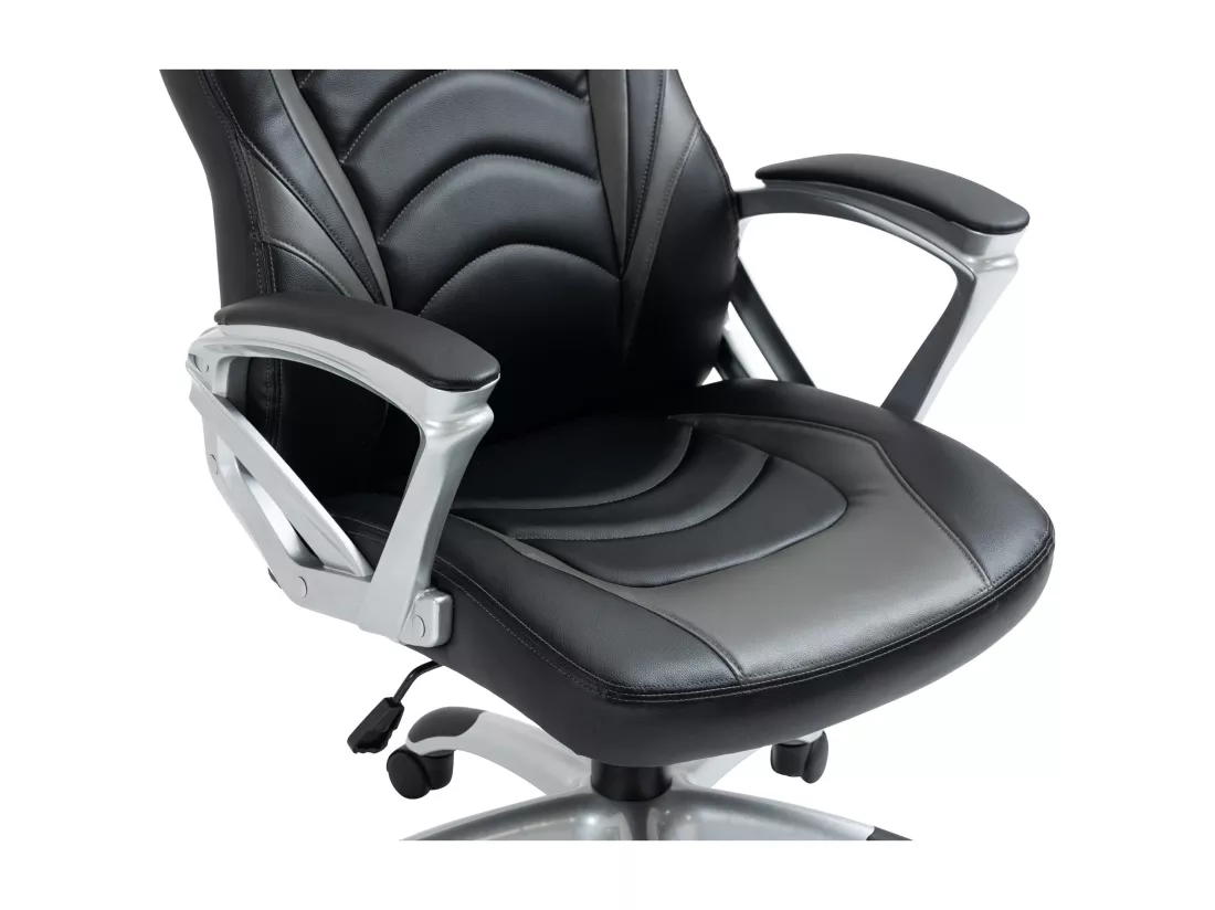 Chaise de bureau - Similicuir & Plastique - Noir / Gris - Foxton