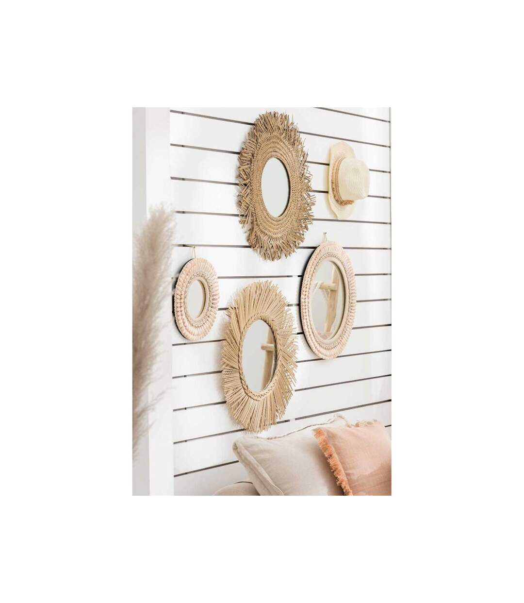 Paris Prix - Miroir Mural En Rotin tressé 60cm Naturel