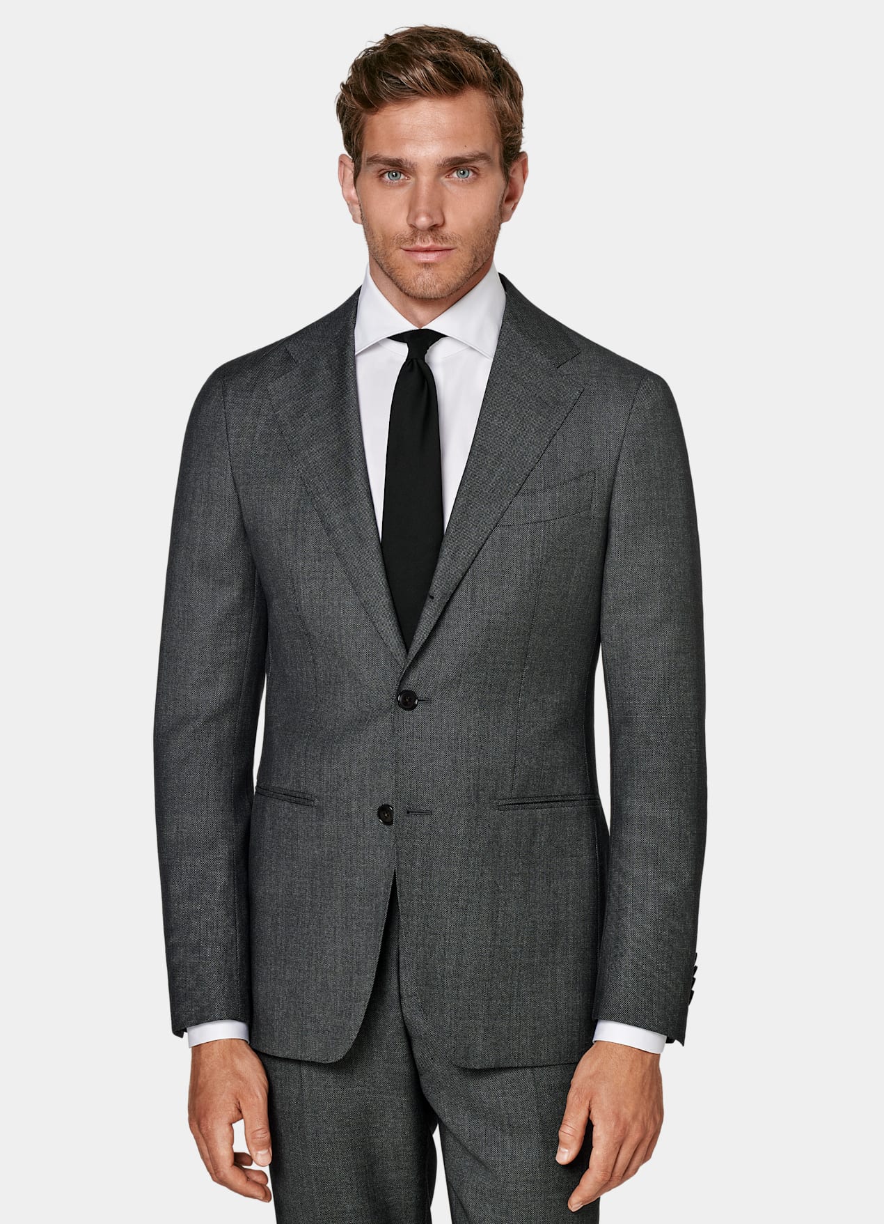 Veste de costume Havana coupe Tailored gris foncé œil-de-perdrix