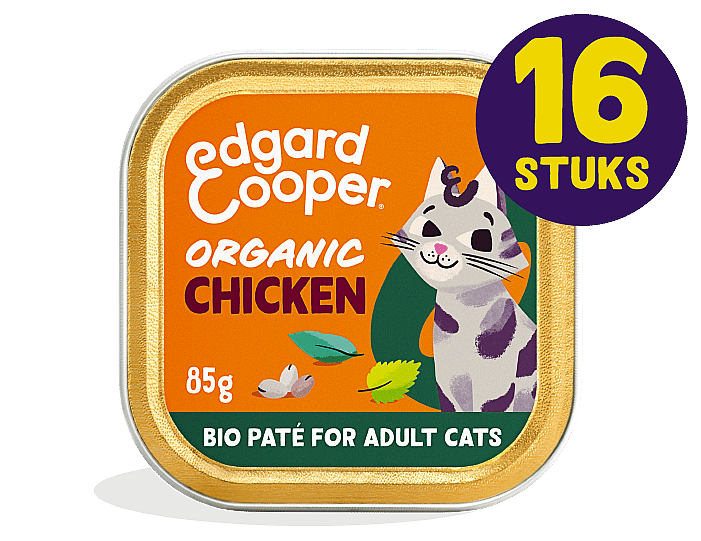Edgard & Cooper Kuipjes Bio Kip Pate Adult Kat 16 x 85 gram | 12580