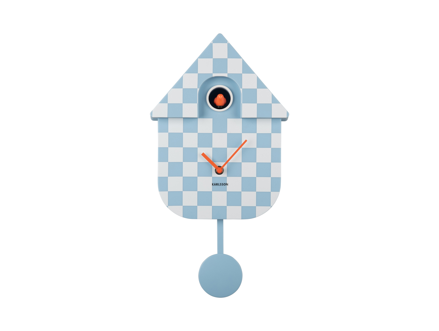 Wall clock Modern Cuckoo checker ABS soft blue