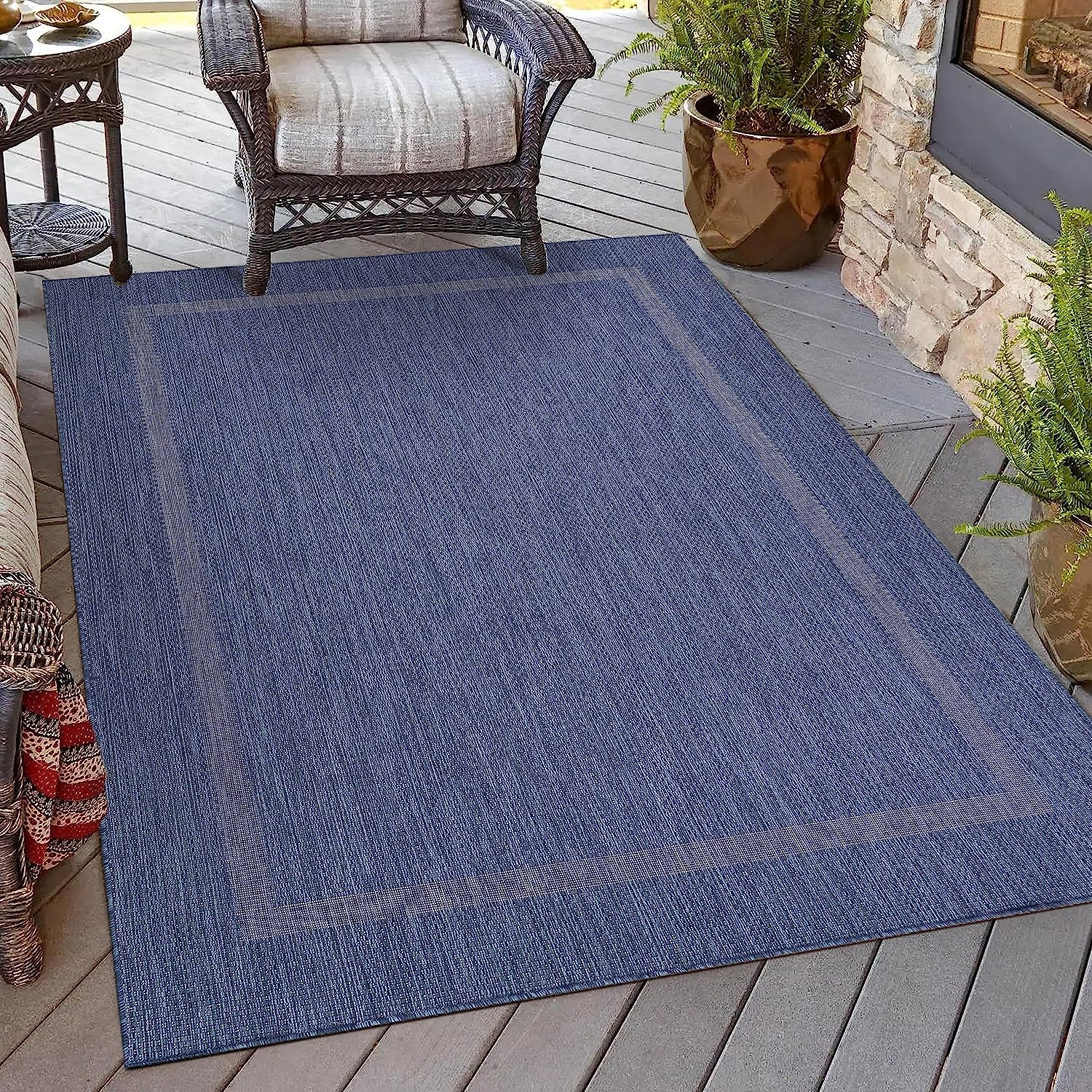 Waschbarer In & Outdoor Teppich Wetterfest Balkon Wasserfest Garten Terasse