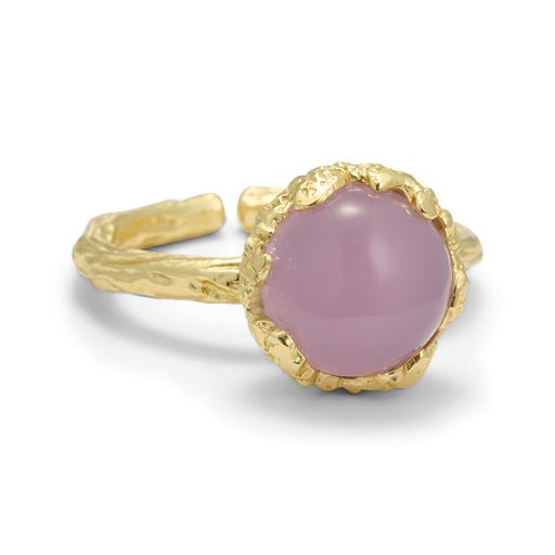 Pure By Nat Natursten Ring, Gold Plated Rose Quartz