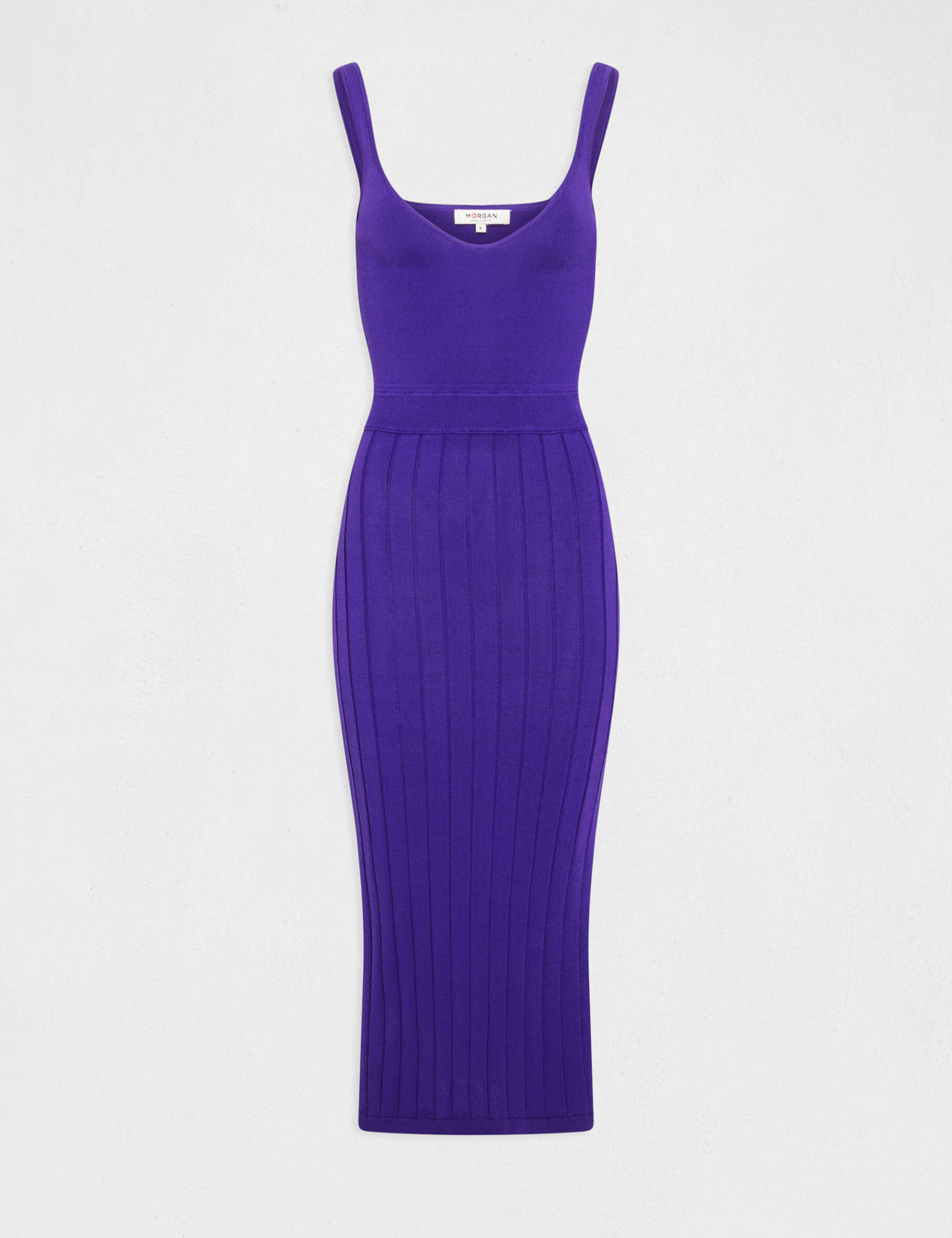 Robe pull longue ajustée fendue violet femme - violet