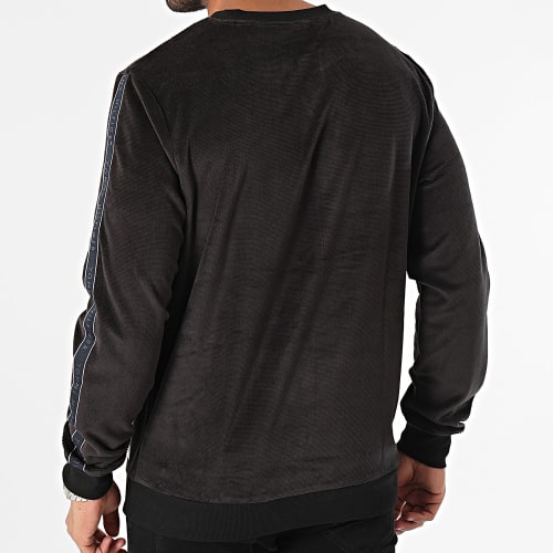 Sweat Crewneck A Bandes Track Top Velour 3010 Noir