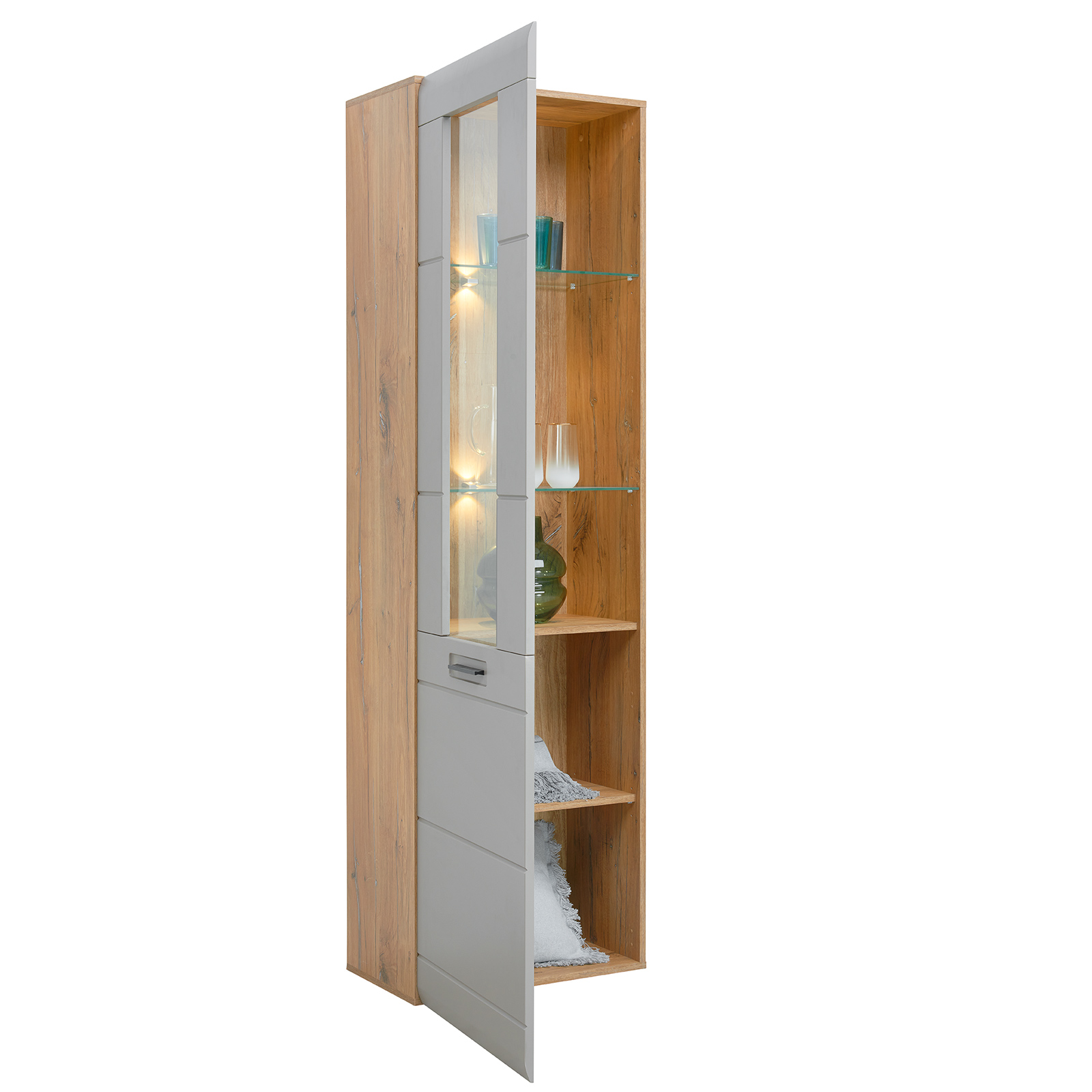 Luca Bessoni Standvitrine AURIS - Basalt-Flagstaff Eiche - 60 cm
