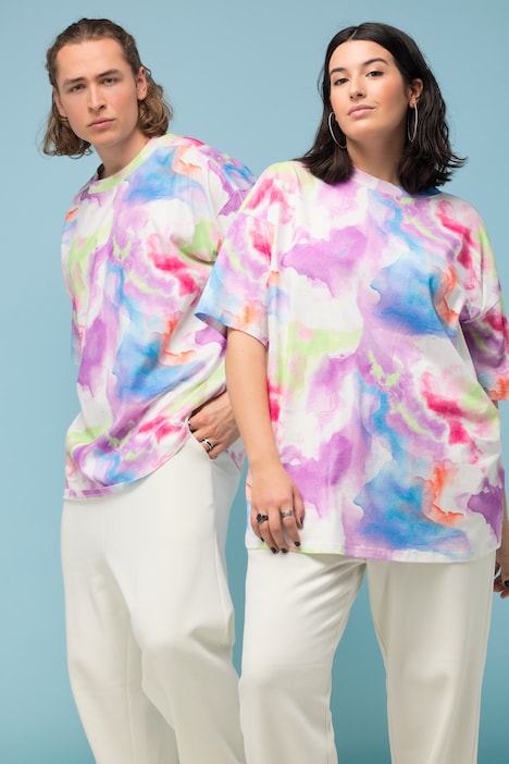 Oversize-Shirt, Farbverlauf, Rundhals, Halbarm, Unisex