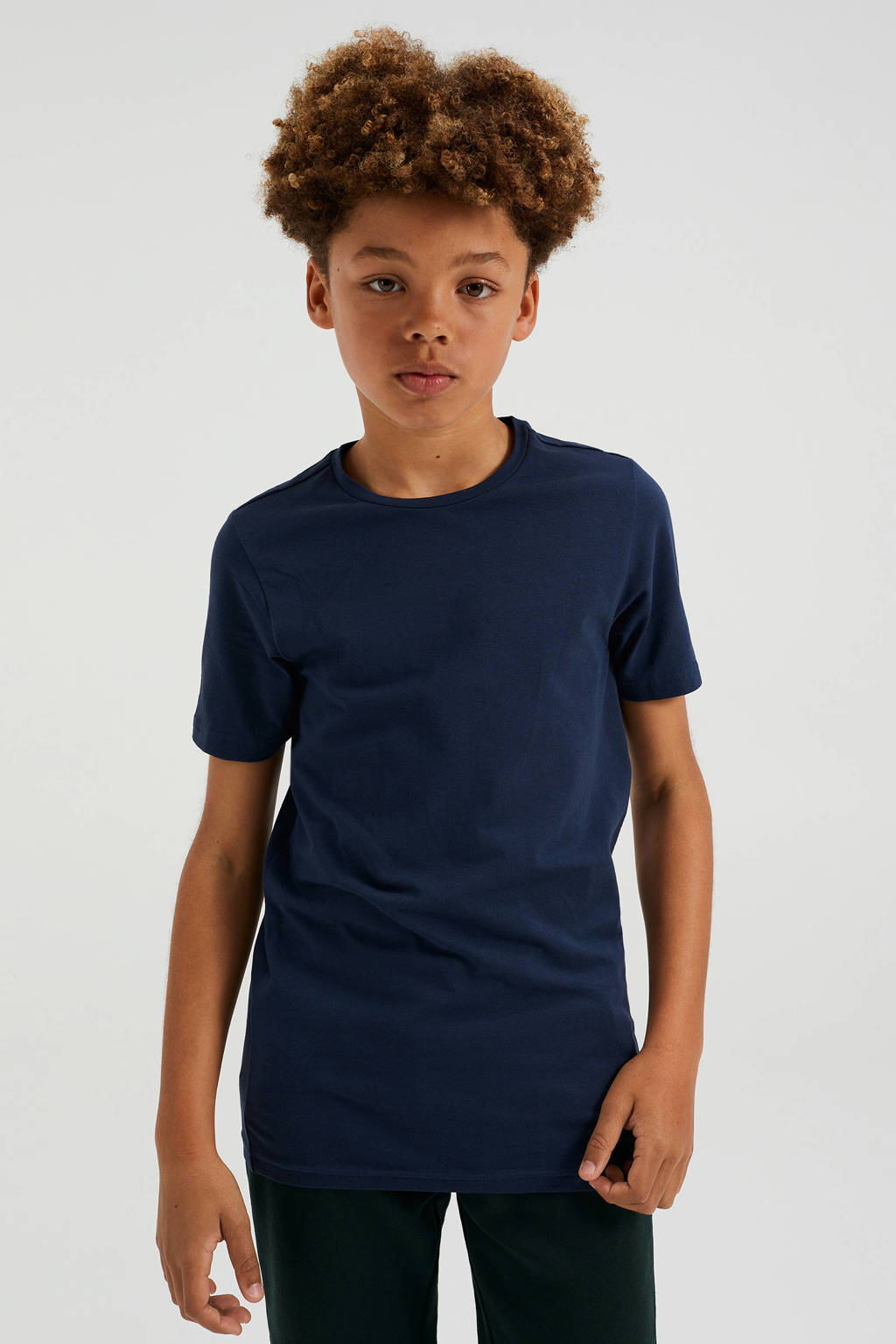 WE Fashion basic T-shirt donkerblauw
