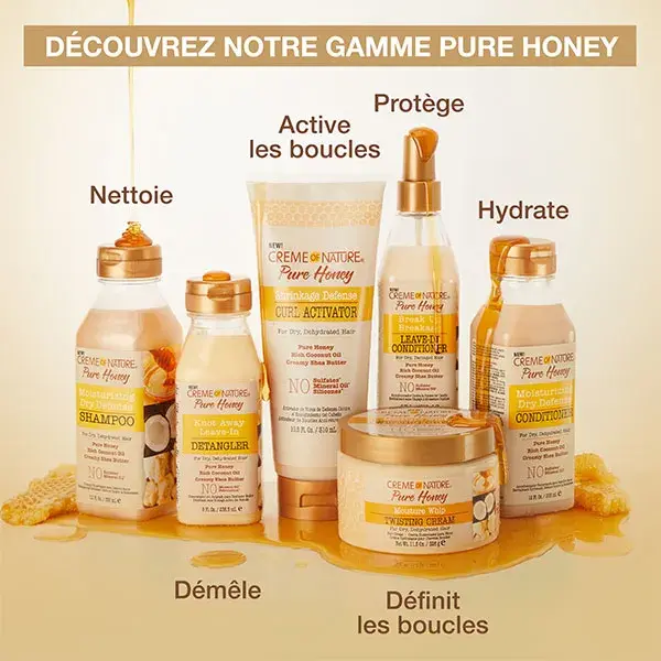 Creme of Nature, Mel Puro, Sem Sulfato, Condicionador Desembaraçante Sem Enxágue, 236,5ml