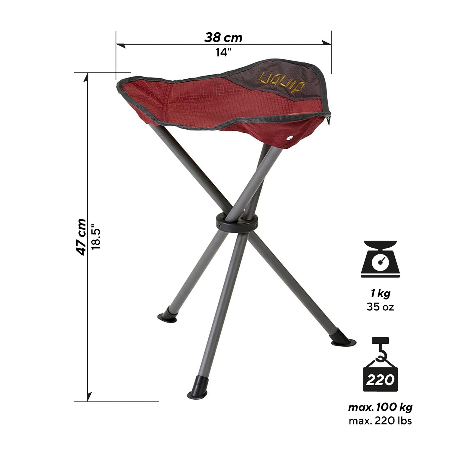 UQUIP Dreibeinhocker Darcy XL Falthocker Campinghocker Faltbar Leicht 100 kg Farbe: Blue/grey