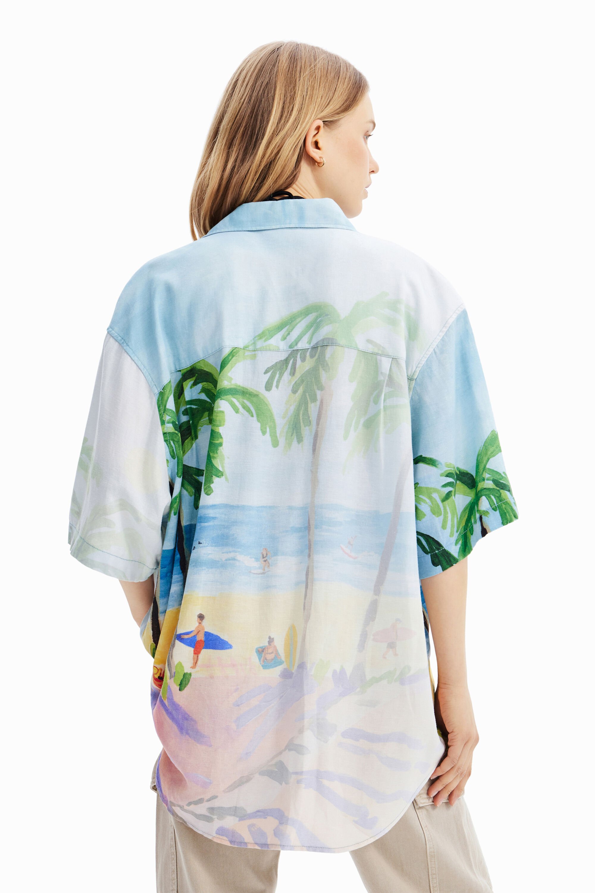 Chemise oversize tropicale lin