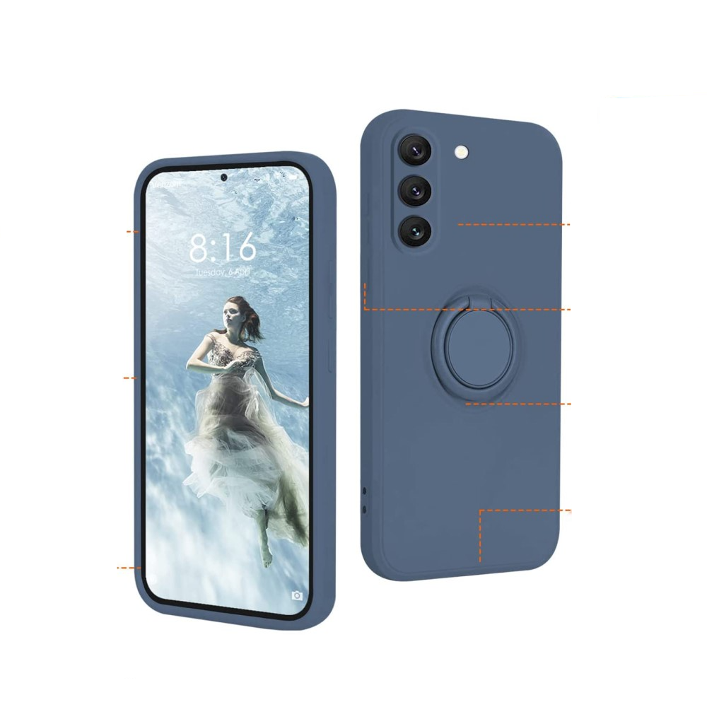 Samsung Galaxy S23 5G Silikon Case Hülle   Magnetischer Kickstand Haltering - Blau (Matt)