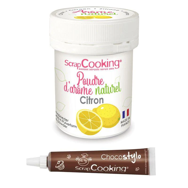 Arôme alimentaire naturel en poudre citron + Stylo chocolat Scrapcooki