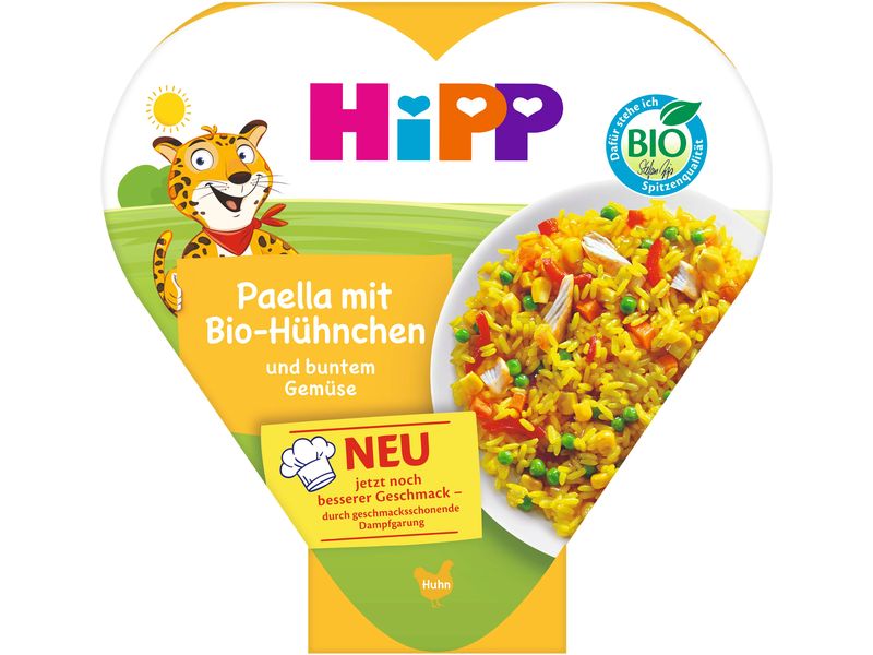 HIPP Menü Paella mit Hühnchen und buntem Gemüse 250g Leckere Paella mit Hühnchen und buntem Gemüse
