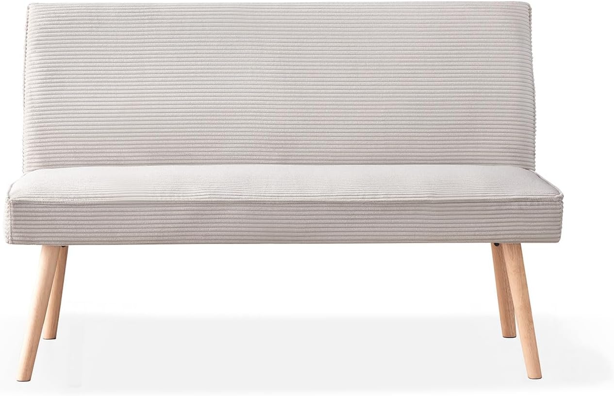 B&D home Sitzbank Paul, Kord Stoff Esszimmerbank 140cm gepolstert Holzbank für Esszimmer, Flur, Garderobe mit Massivholzbeinen, skandinivisch modern Design, Grau, 11309-140-GRAU