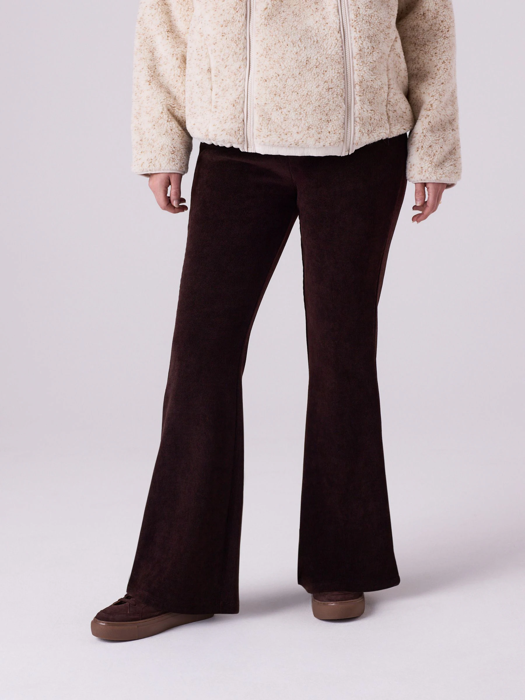 Chocoladebruin - Maternity Cord Flare Trousers