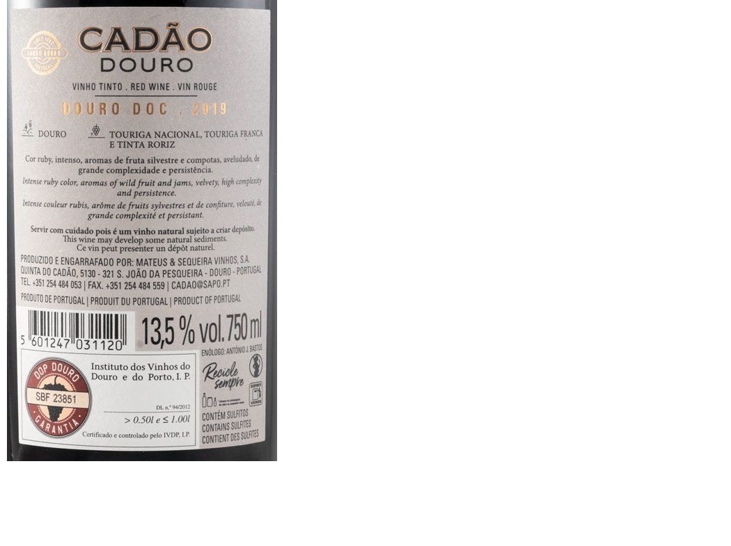 VINHO TINTO CADÃO DOC DOURO 0.75L