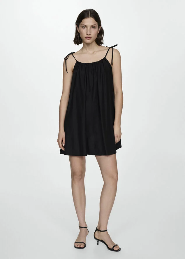 MANGO Short flowy dress Black