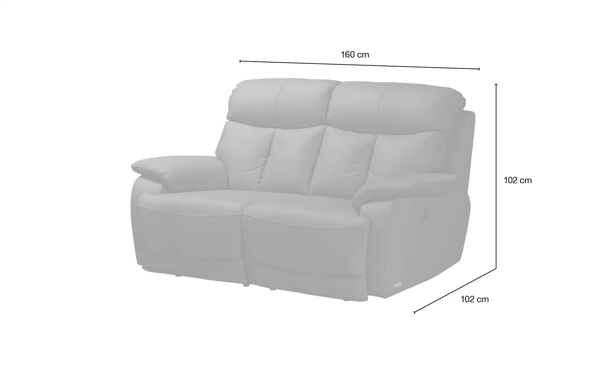 Wohnwert Ledersofa aus Echtleder mit manueller Relaxfunktion Ambra