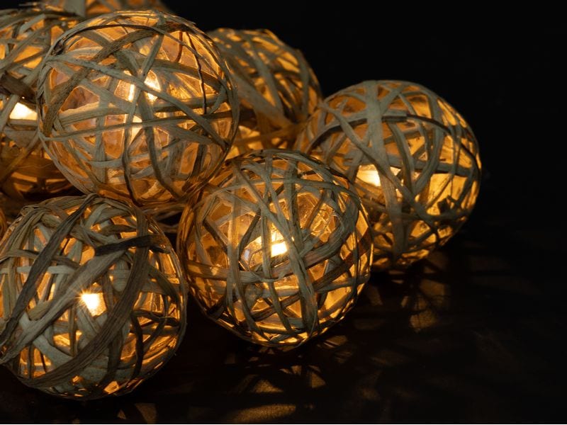 COCON Lichterkette Stroh-Rattan, 175 cm Dekorative Beleuchtung