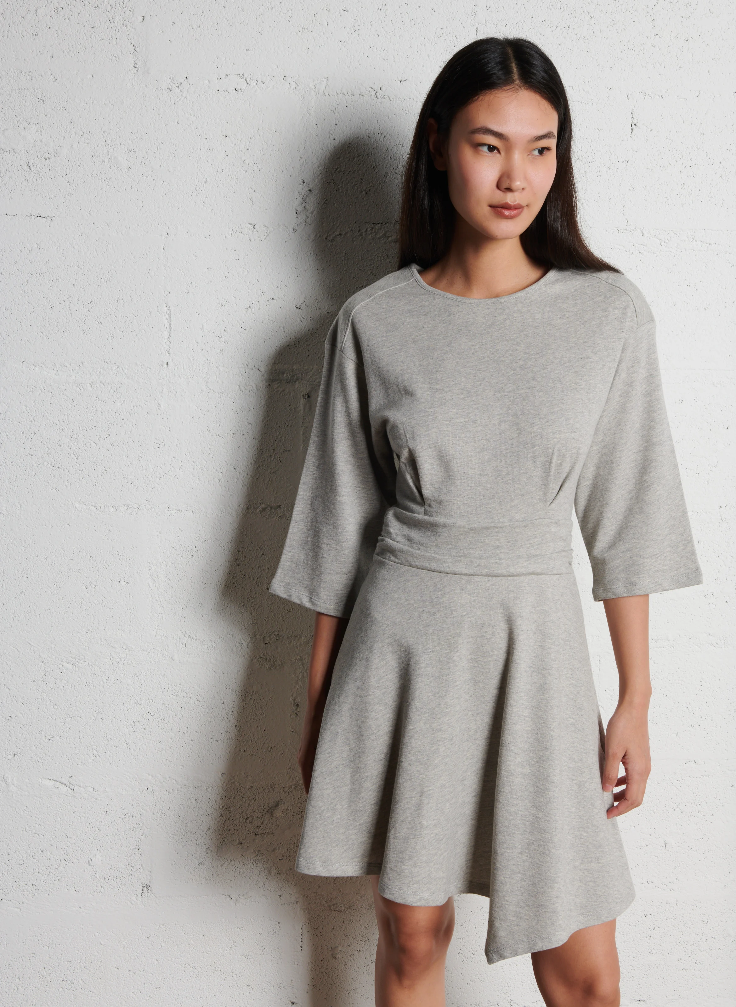 ASTORIA - Robe courte col rond en coton | Gris