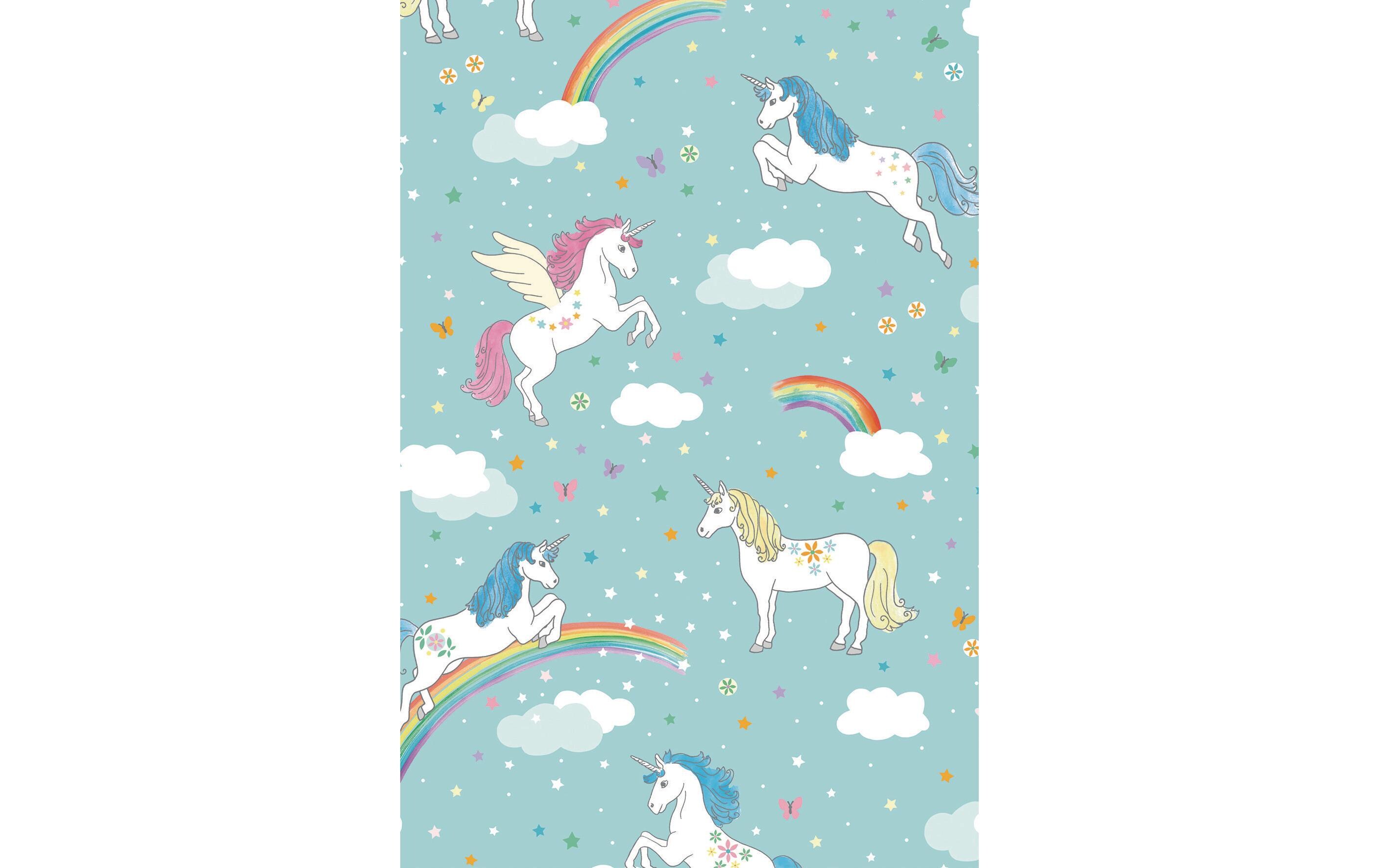 Geschenkpapier Melody Einhorn, 70 cm x 2 mGeeignet als Geschenkverpackung oder Einfasspapier für Bücher