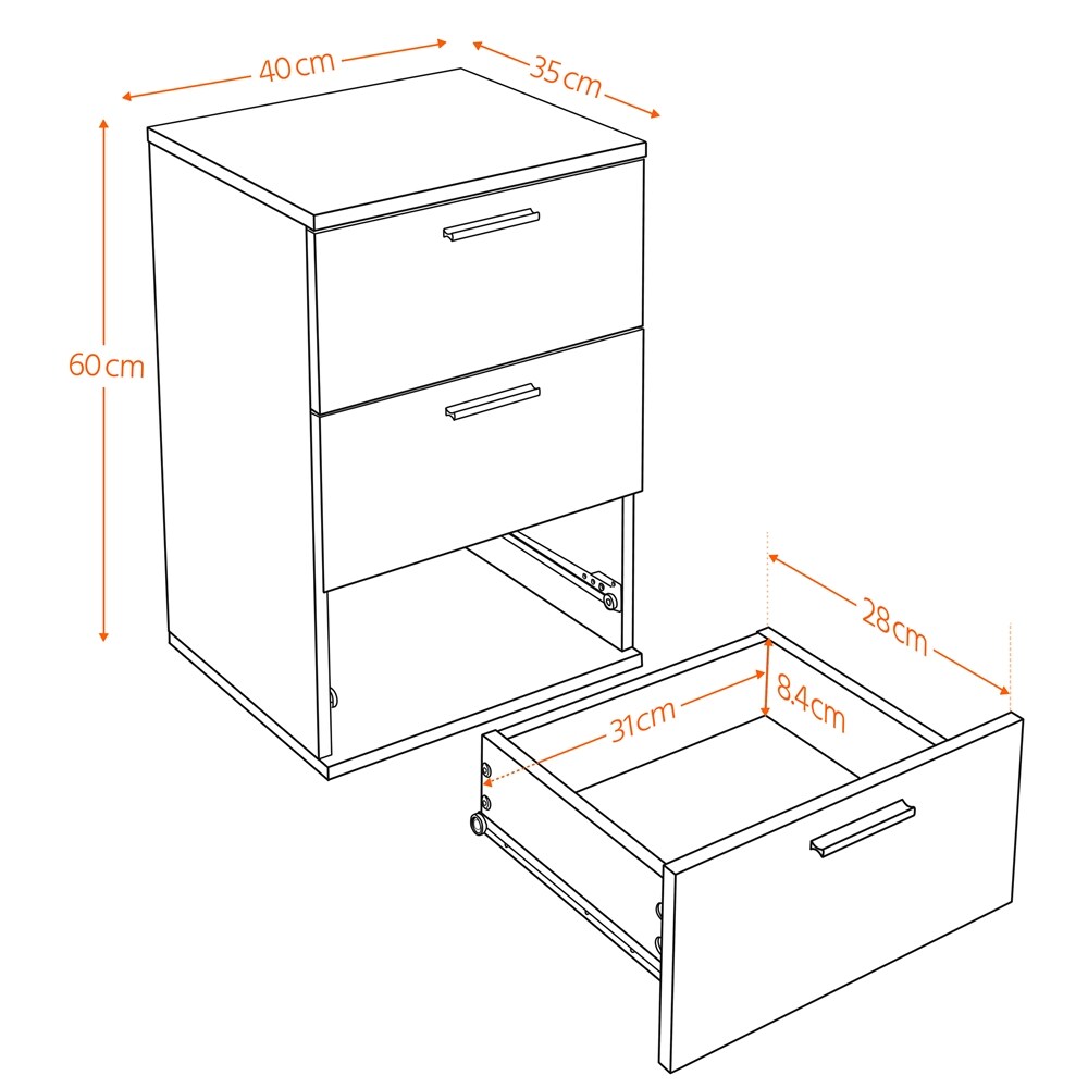 Yaheetech 2 x Nachtschrank Kommode Boxspringbett, Nachttisch Nachtkommode 59cm hoch, Schubladen mit Griff
