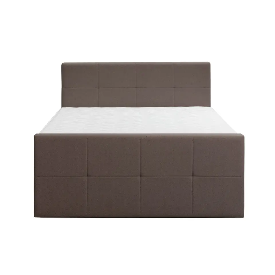Boxspring met voetbord Liv geblokt - donkerbruin - 160x200 cm - vierkante poot