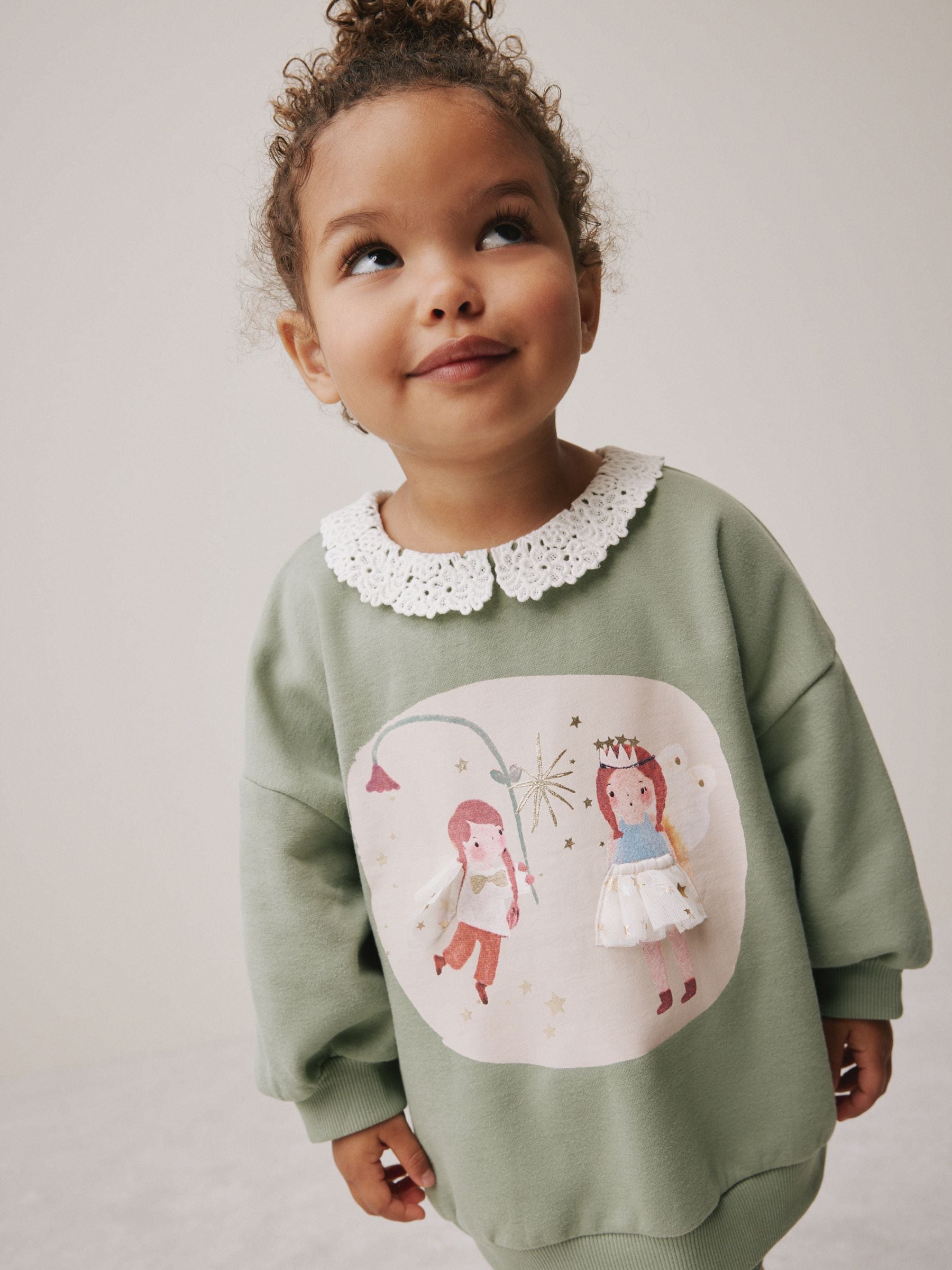 Groen elfje - Collared Sweatshirt & Flare Leggings Set (3mths-7yrs)