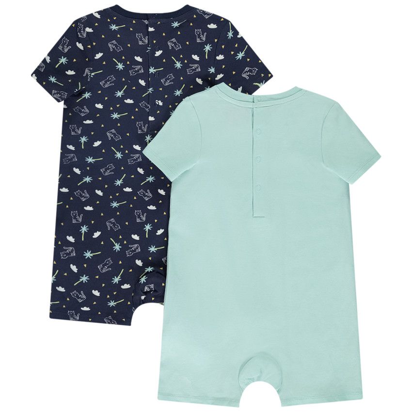 Lot de 2 combishorts motifs fantaisie pour bébé garçon - Bleu