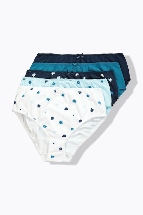 Midislips, 5er-Pack, Millefleur/einfarbig