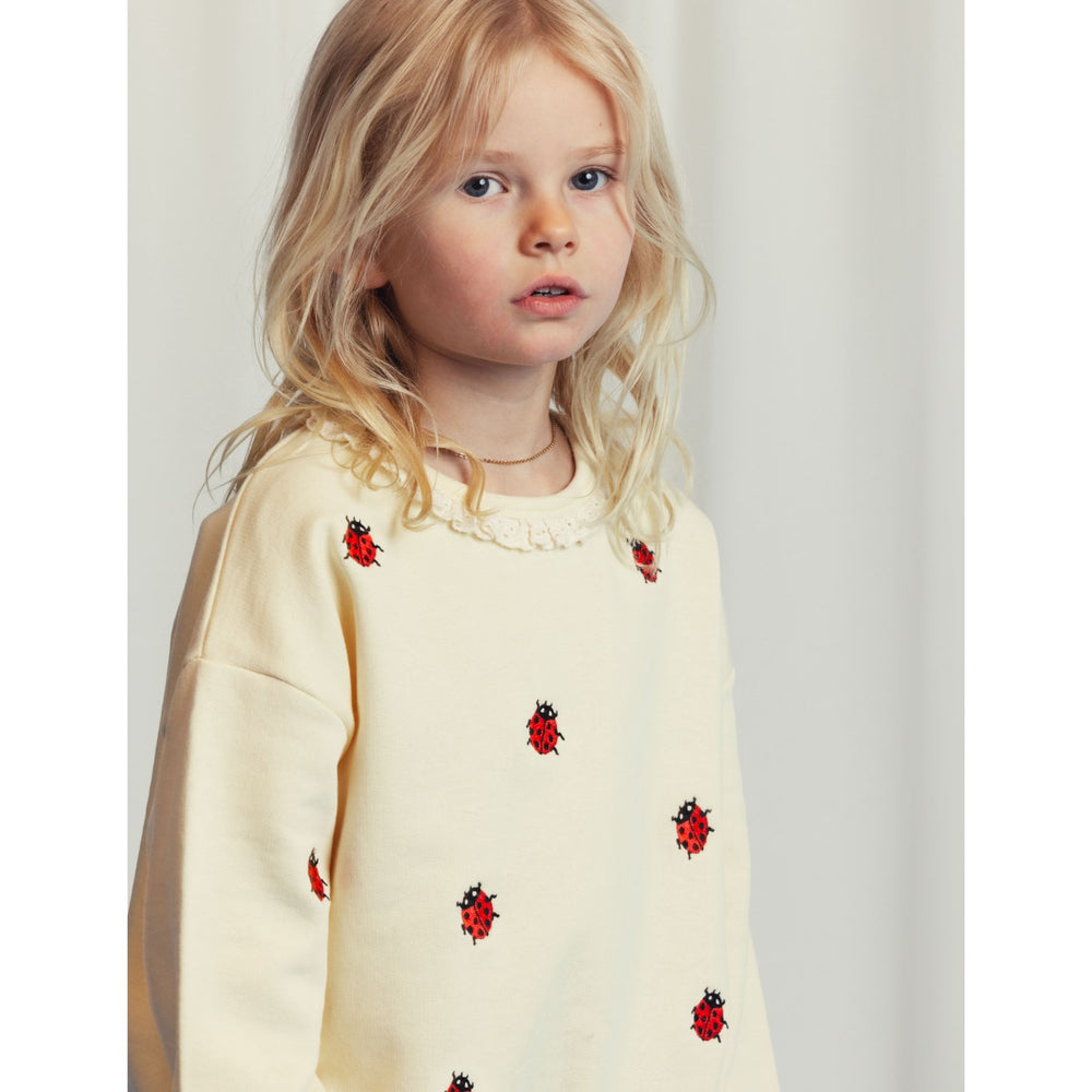 Køb Mini Rodini Offwhite Ladybugs Embroidery Lace Sweatshirt