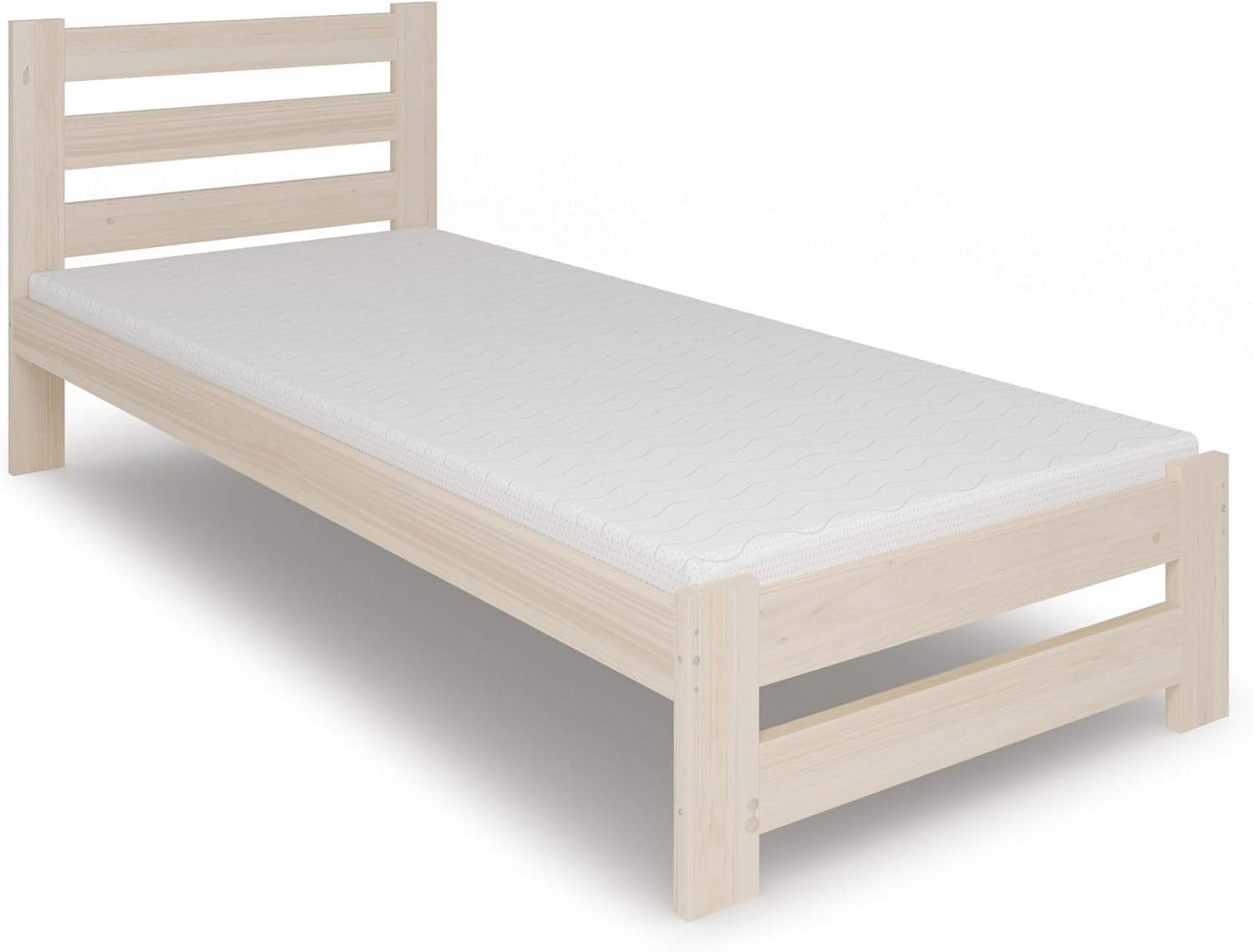 Home Collective Holzbett 90x200 cm mit Lattenrost Modern Bett Kiefer Massiv Bettgestell Einzelbett Massivholzbett Klassisch Komfortabel & Langlebig Skandinavisch Boho Landhaus Kopfteil hoch Natur
