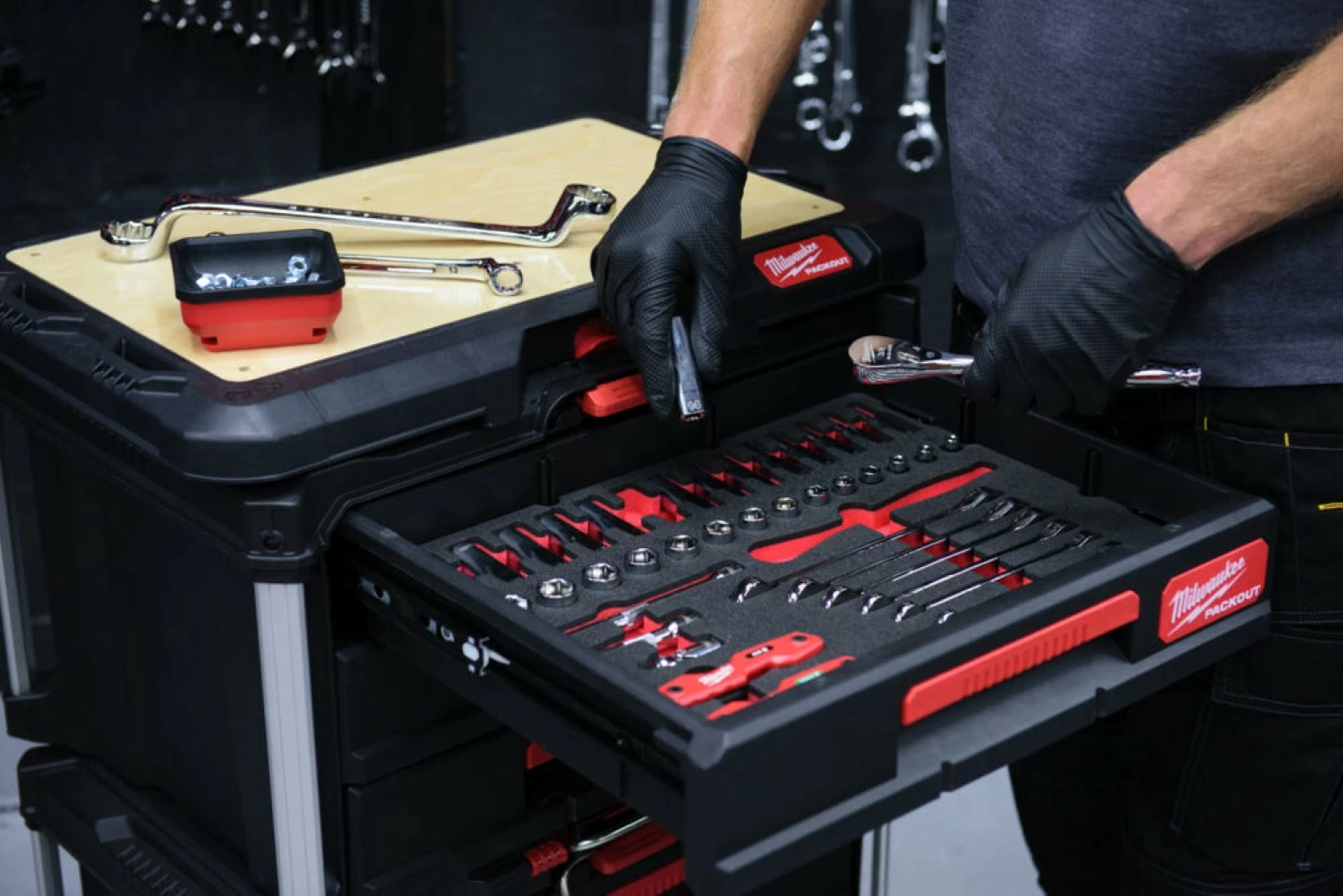 Milwaukee Ringratel-steeksleutel set 4932493640 PACKOUT™ Foam Inlay MAXBITE™ - 55-delig