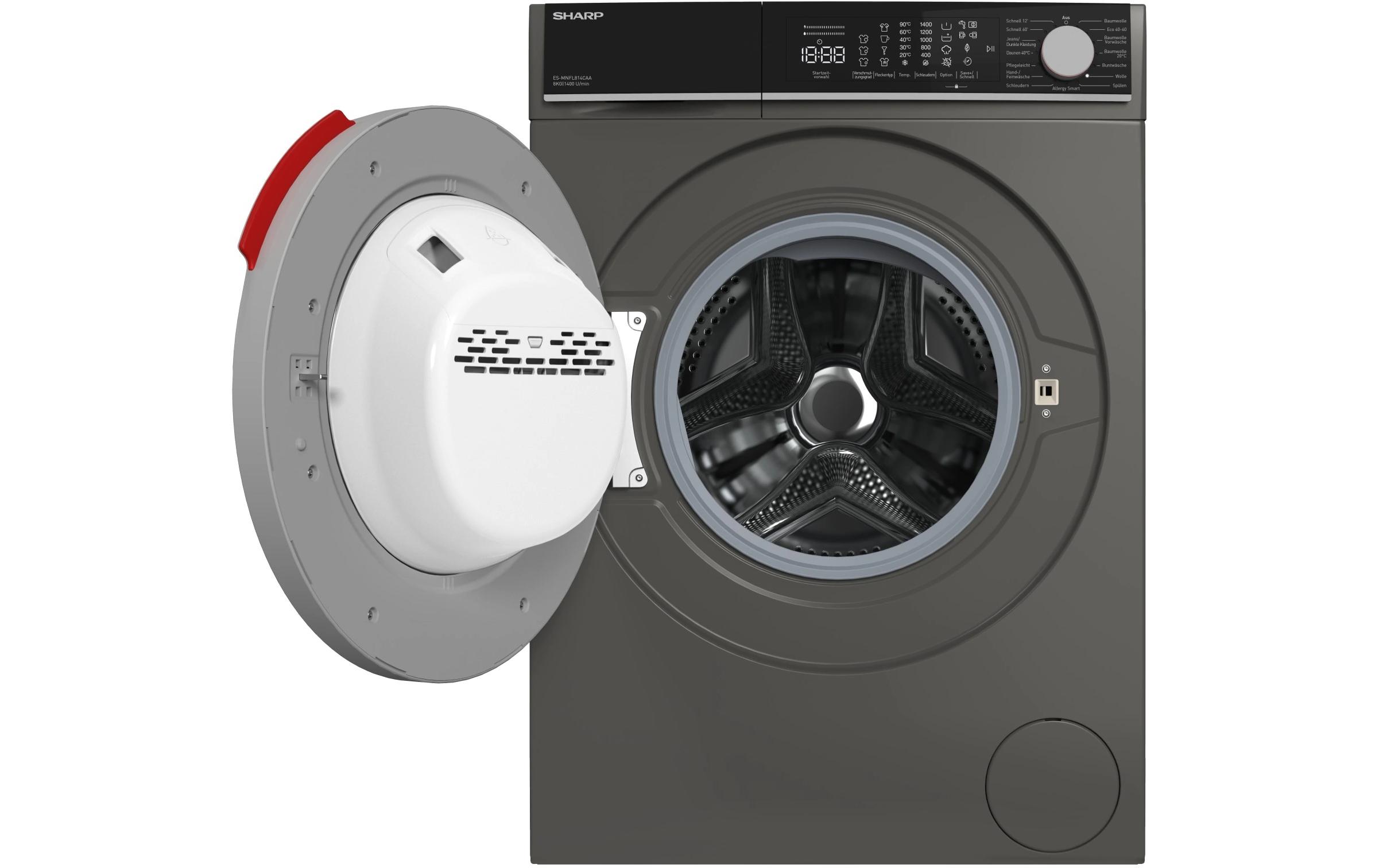 Waschmaschine ES-MNFL814CAA-CH Links<br>Frontloader mit 8 kg Ladekapazität