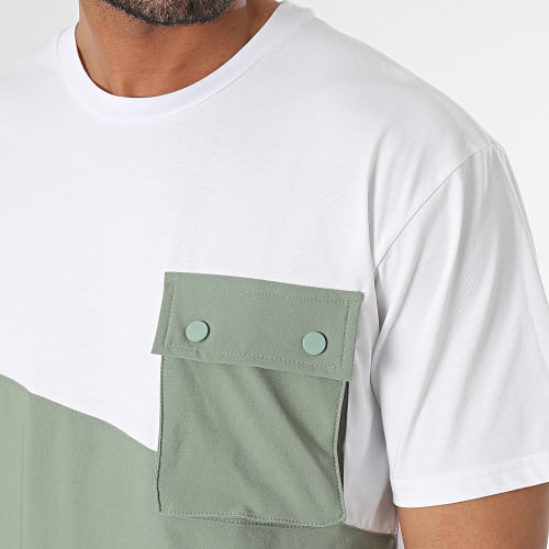 Tee Shirt Poche Blanc Vert