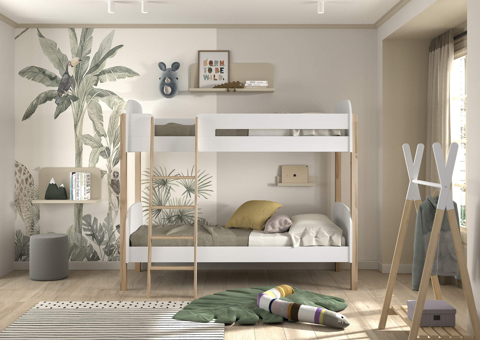 Etagenbett KIDDY - weiß - Kiefer - teilmassiv - 90x200 cm
