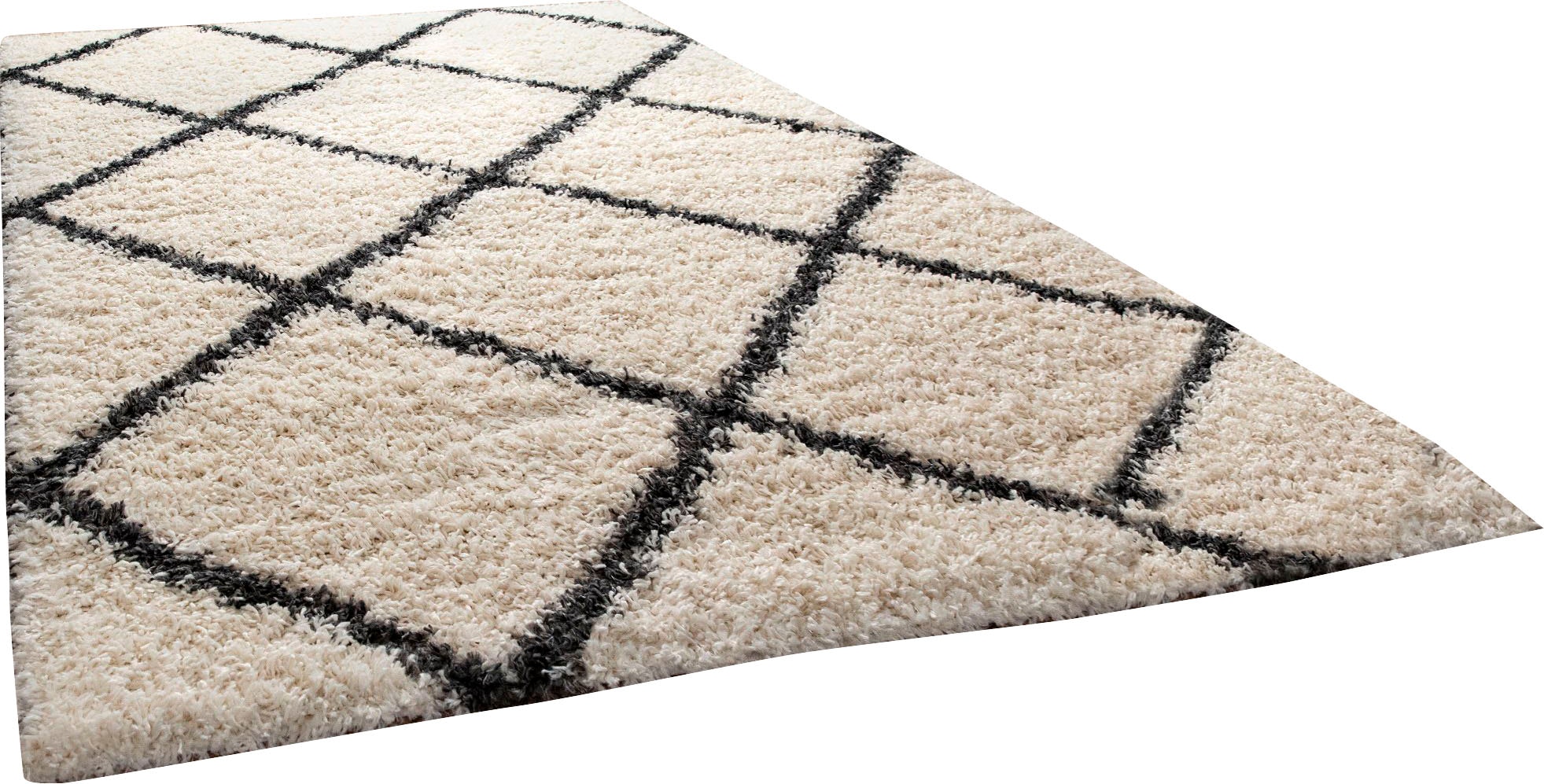Paco Home Hochflor-Teppich »Kalmar 441« rechteckig 40 mm Höhe Scandi Design, Rauten Muster, weich & kuschelig, Kundenliebling