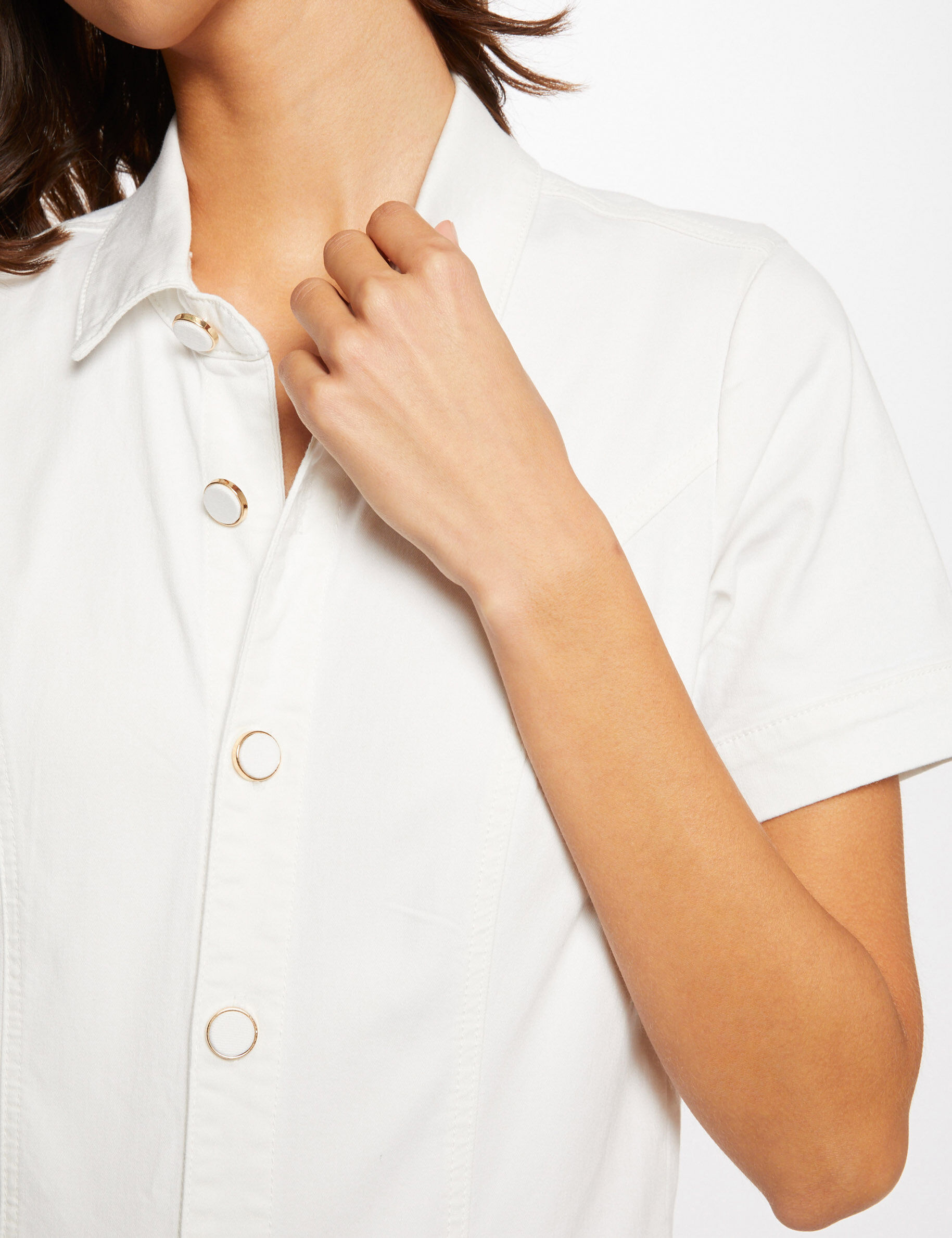 Combinaison flare boutonnée ecru femme - ecru