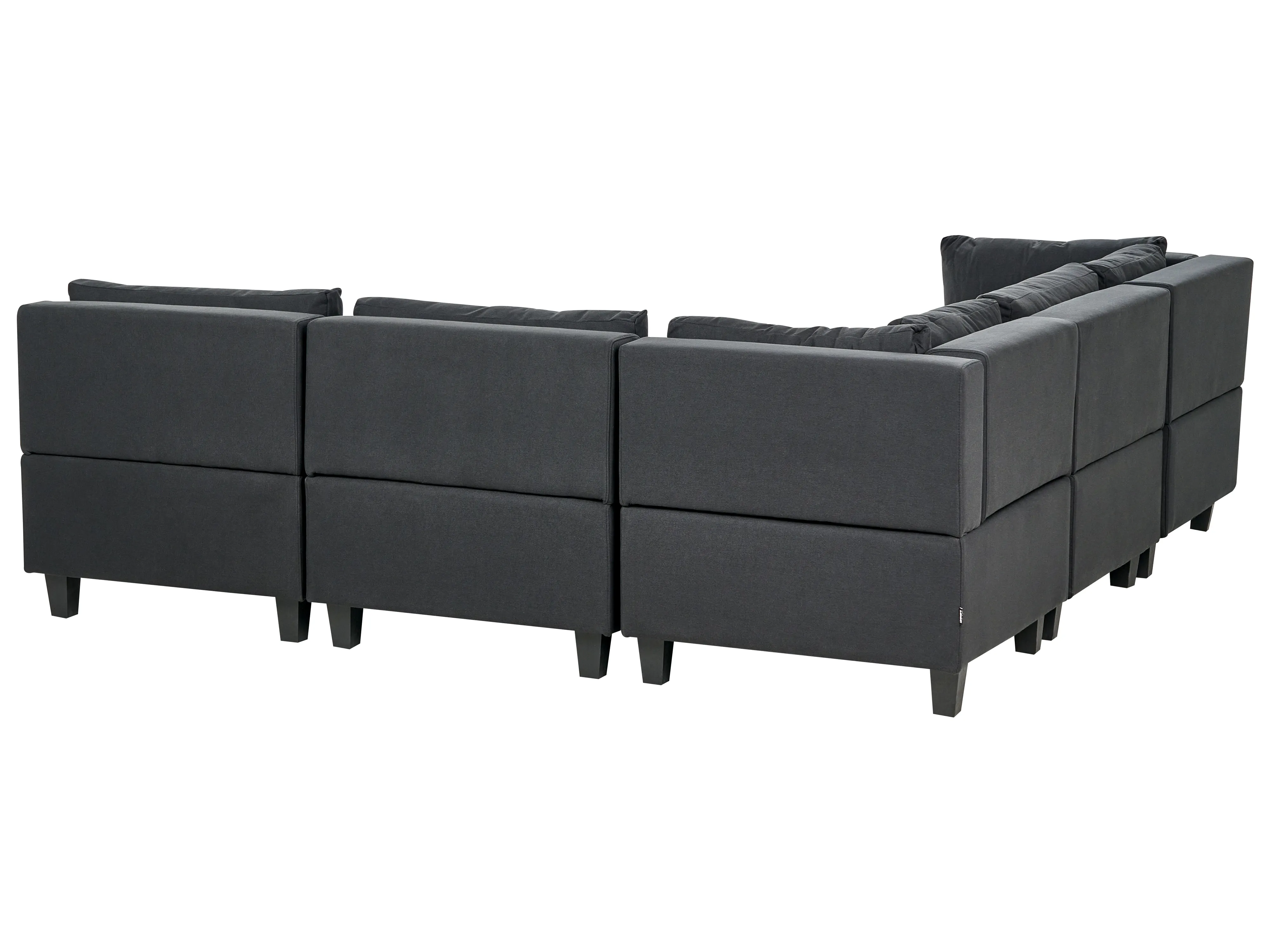 Modulaire hoekbank 5-zits UNSTAD Stof Zwart met ottomaan rechtszijdig