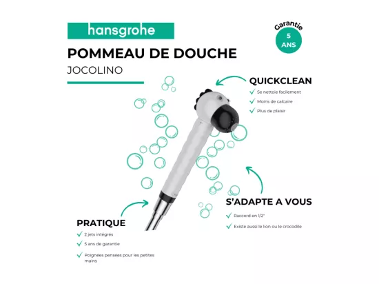 Pommeau de douche enfant HANSGROHE Jocilino 2 jets blanc/noir
