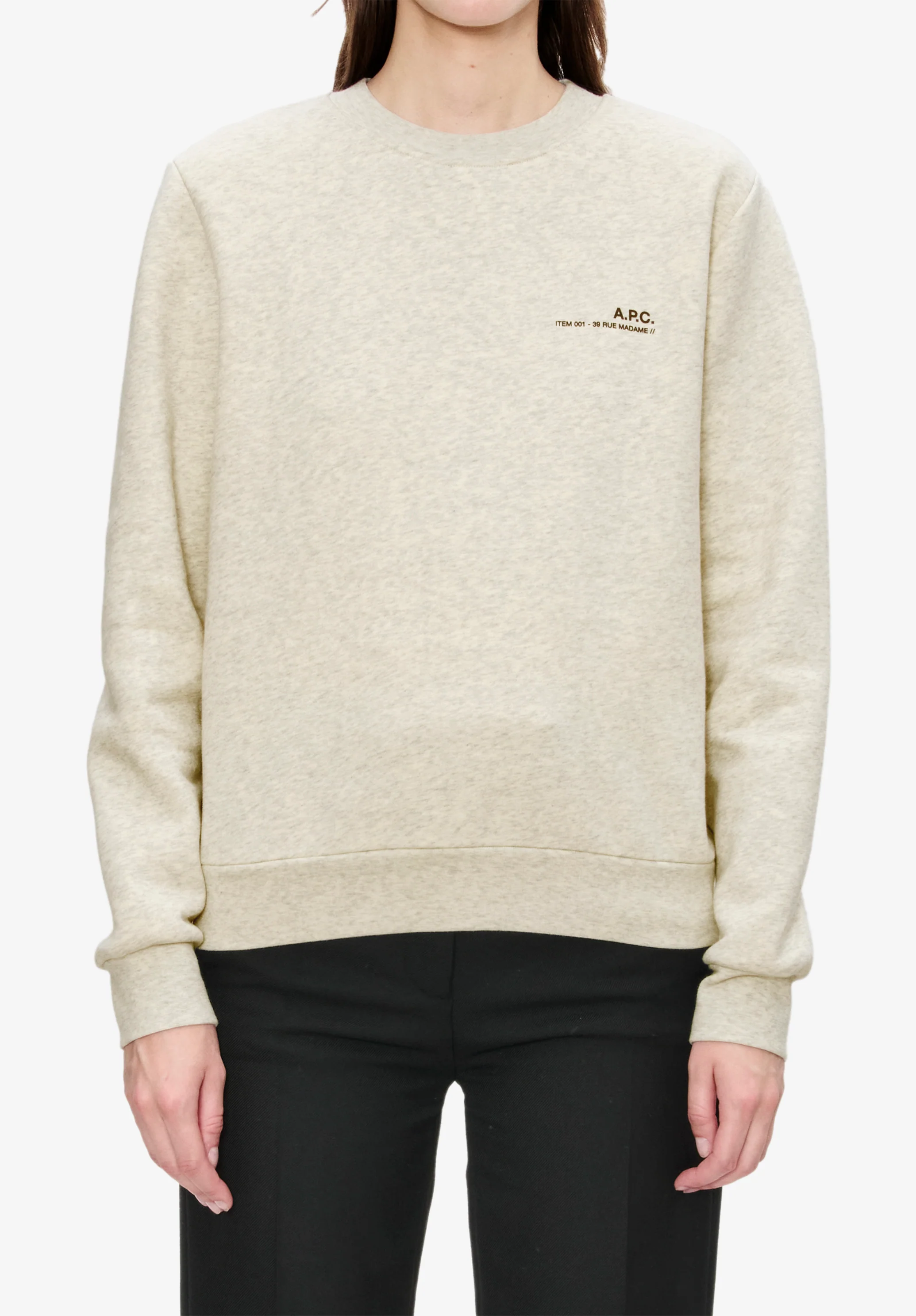 Sweat standard item unisexe - Ecru chine / marron